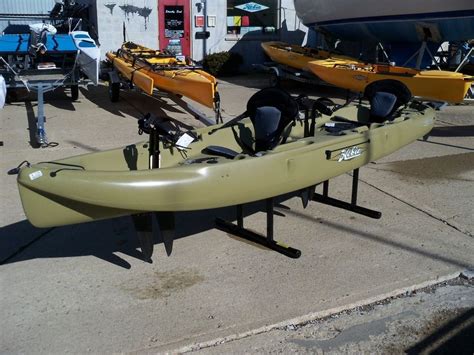 Used Hobie Mirage Pedal Kayak Outfitter Tandem Olive Color Hobiecat