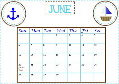 Just Baking Free Printable June Calendar