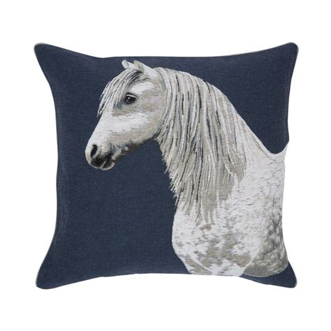 Blue Pillow With White Horse Iosis Kenisa