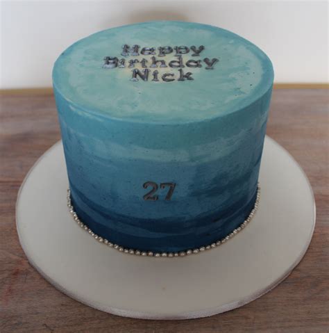 Navy Blue Ombre Buttercream Brushed Effect Cake Boy Man Manly Guy