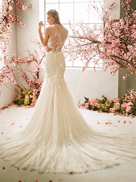 Mermaid Wedding Gown Sheer Neckline Frothy Tulle Train Modes Bridal Nz