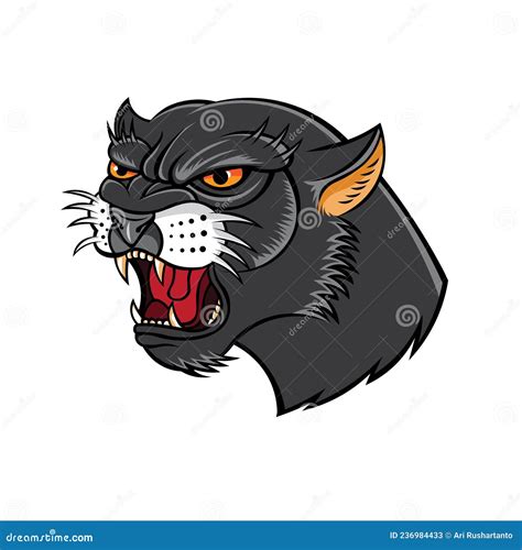 Panther Face Vector Illustration In Old School Tatoo Design Stock