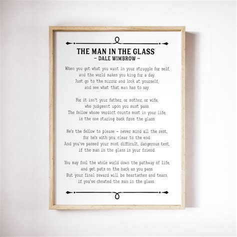 Man In The Glass Poem Print Guy In The Glass Dale Wimbrow Etsy Uk