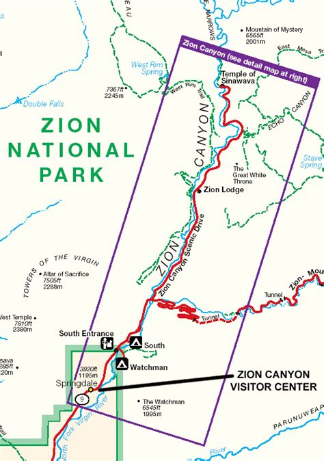 Zion Park Map Utah