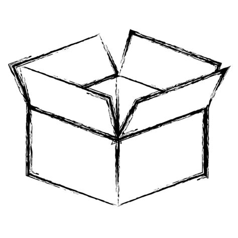 Open Box Icon Isolated On White Background Hand Drawing Sketch