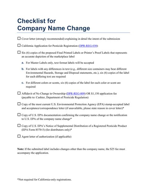Name Change Checklist Printable
