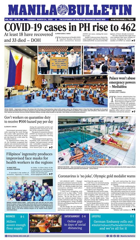 Manila Bulletin March 24 2020 Newspaper Get Your Digital Subscription
