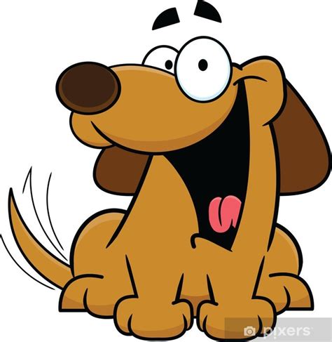 Sticker Happy Cartoon Dog Wagging Tail Pixersus