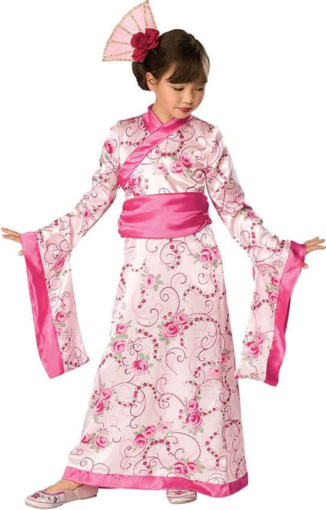 Japanese Kimono Child Costume Asian Princess Kids Girl Geisha Pink