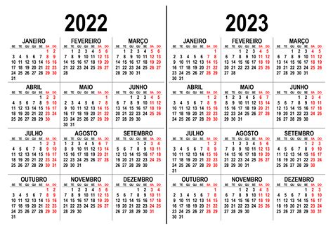 Calendário Para 2022 E 2023 Calendarios365su
