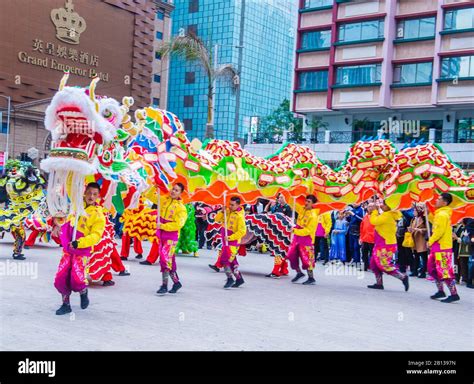 Dancers Perform A Dragon Dance During The Macau International Dragon