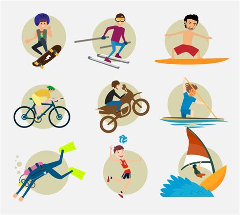 Sports Icons Vector Illustration With Various Colored Styles Vectors