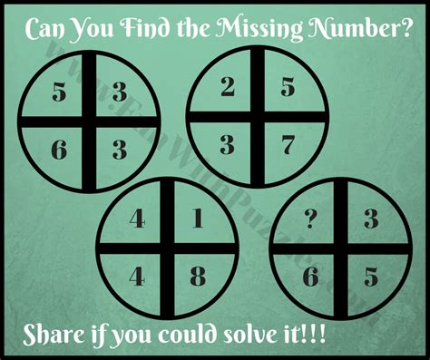 Number Puzzles Circle Picture Maths Brain Teasers For Teens Fun With