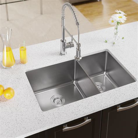 Mr Direct Undermount Stainless Steel 32 In Left Double Bowl Kitchen Sink 3160l 18 The Home Depot