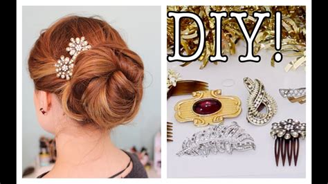 In an attempt to bling my short hair i cannot resist a good bobby pin or barrette diy. Easy DIY Sparkly / Statement Hair Accessories! - YouTube