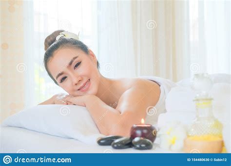 Beautiful Woman Relaxing In Spa Salon Body Care Spa Body Massage