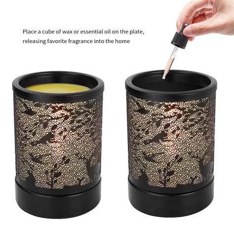 Electric Wax Melt Warmer With Timer H Black Metal Forest World Fragrance Oil Lamp For