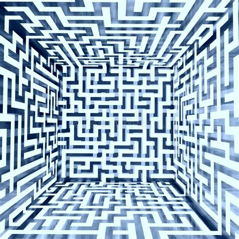 Blue White Dimensional Maze Composition Inside Look Stock Illustration