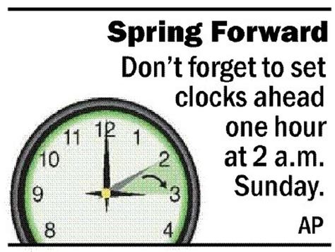 Set Clocks Ahead For Daylight Saving Time