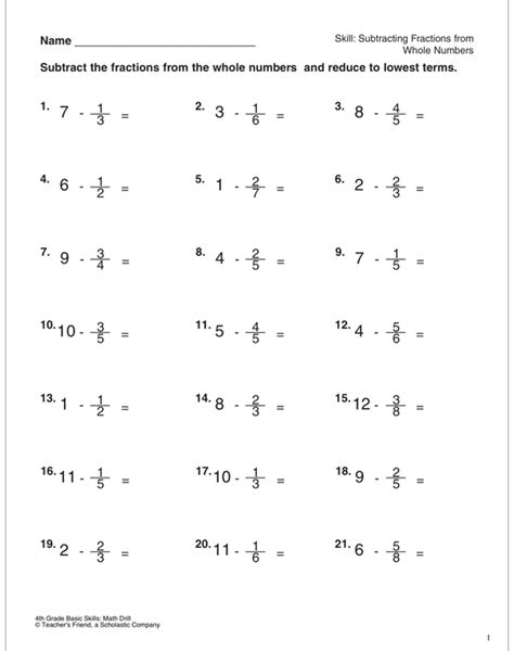 Https://tommynaija.com/worksheet/subtracting Fractions From A Whole Number Worksheet