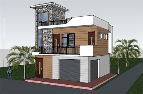 A Drawing Of A Two Story House With Balconies On The Second Floor And
