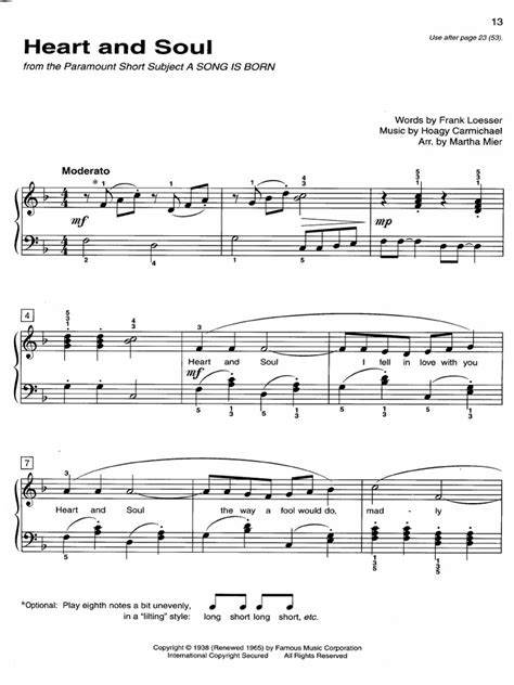 Heart And Soul Piano Sheet Music Pdf