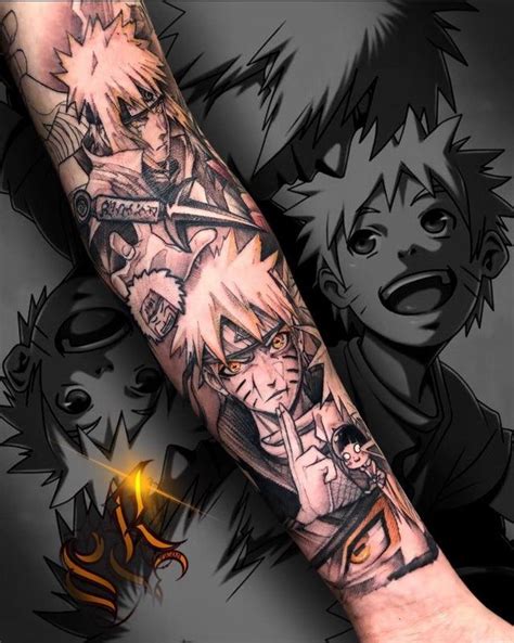 An Arm With Some Anime Characters On It