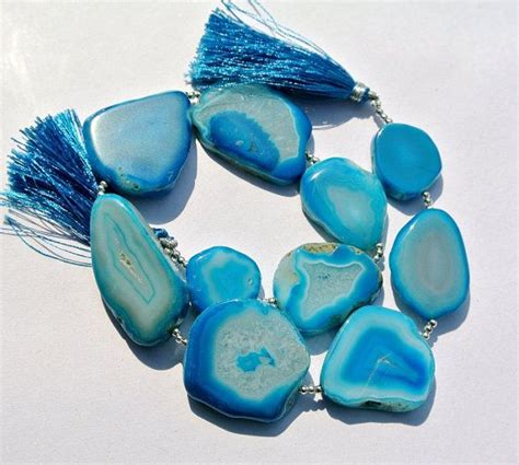 10pcs Turquoise Blue Agate Druzy Geode Slice Beads Turquoise Etsy