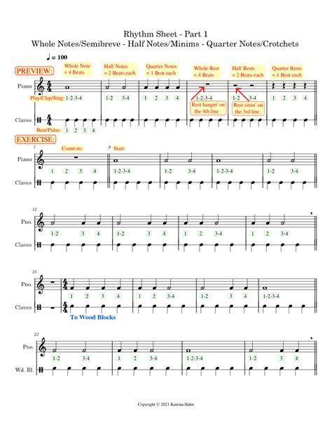Basic Rhythm Exercises Part 12 Whole121418116 Notes Sheet