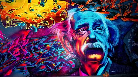 Albert Einstein Graffiti Street Art Colourful Peel And Stick Etsy