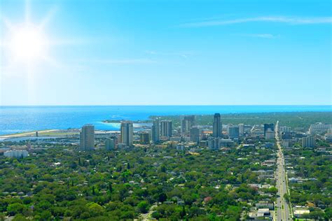 Aerial View Of Oceanfront Small City Downtown St Petersburg Florida Tampa Bay Realty