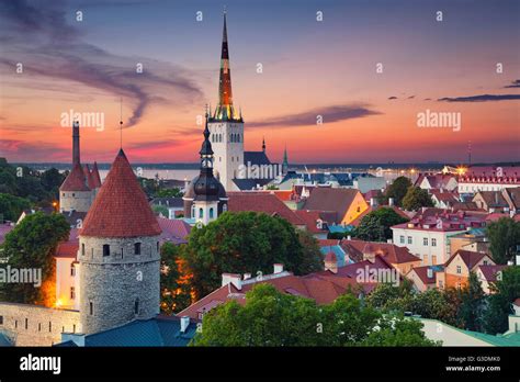 Tallinn Image Of Old Town Tallinn In Estonia During Sunset Stock Photo