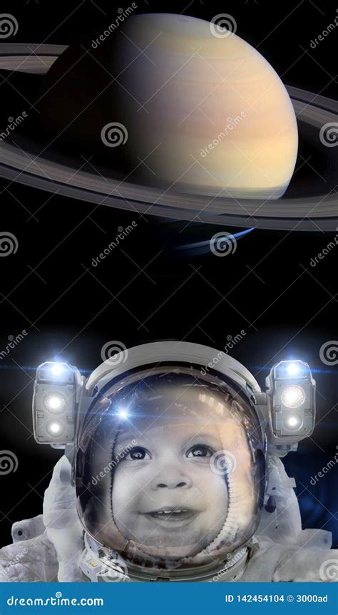 Child Astronaut And The Planet Saturn Stock Photo Image Of Pioneer
