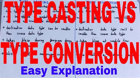 Type Casting Vs Type Conversiondifference Between Type Casting And