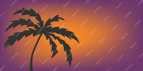 Premium Vector Palm Tree Black Silhouette At Sunset Summer Beach