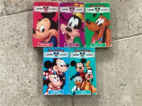 Walt Disney Cartoon Classics Vhs Lot Mickey Minnie Mouse Goofy