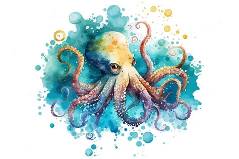 Premium Vector Watercolor Octopus Vector Illustration