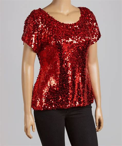 Look At This Red Sequin Scoop Neck Top Plus On Zulily Today Red Sequin Tops Scoop Neck Top