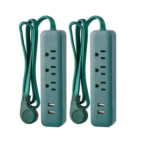 Private Brand Unbranded 3 Ft 3 Outlet 2 Usb Surge Protector 2 Pack