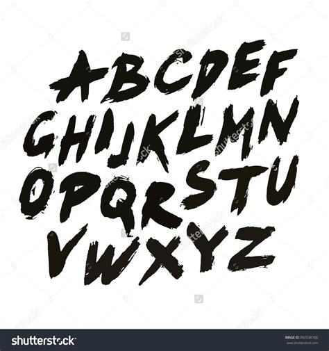 Bold Grunge Handwritten Font Sans Serif Abc Distress Texture Brush
