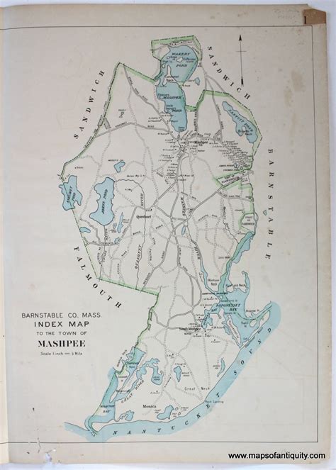 Index Map To The Town Of Mashpee Antique Maps And Charts Original