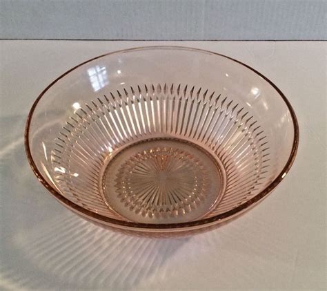 Vintage Pink Depression Glass Serving Bowl Antique Price Guide Details Page