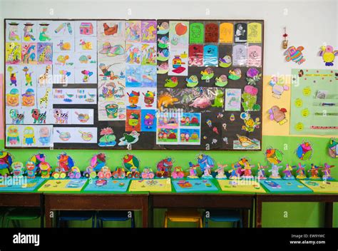 Kindergarten Art And Handiwork Corner Stock Photo Alamy