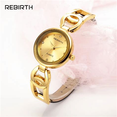 buy rebirth dress women watches brands luxury rose gold bracelet watch ladies