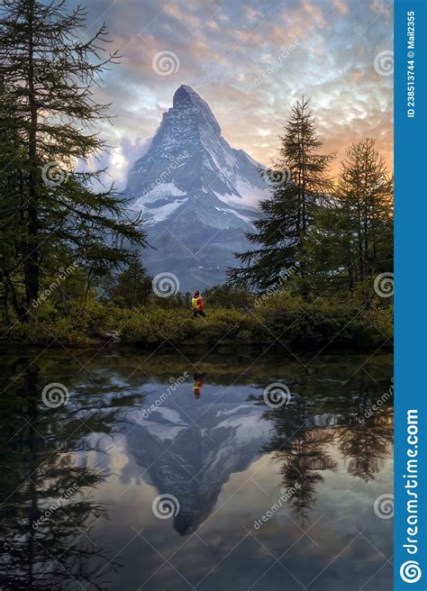 Matterhorn In The Swiss Alps During Sunset In Summer 2021 Stock Photo