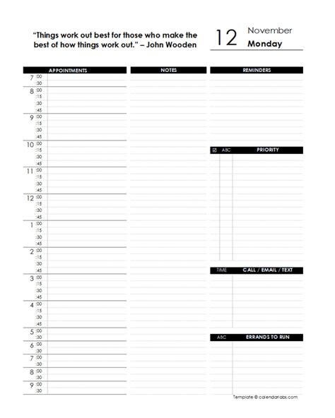 Daily Schedule Planner Template Free Printable Templates