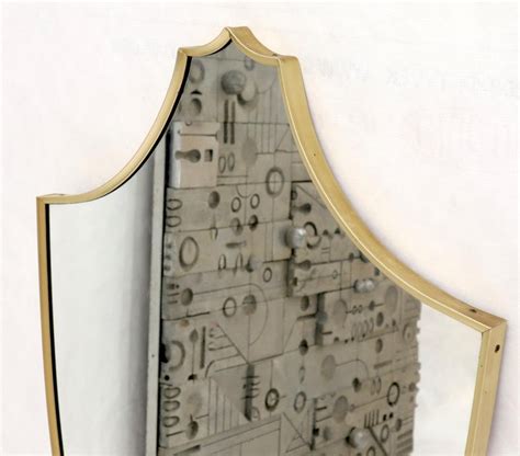 Large Tall Shield Shape Anodized Aluminum Frame Wall Mirror Soho Treasures
