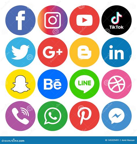 Social Media Icons Set Logo Vector Illustrator Background