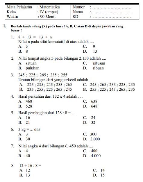 Contoh Soal Matematika Kls 3 Semester 2 Homecare24