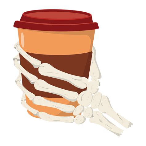 Skeleton Hand Holding A Cup Of Coffee Illustration Isolated On White